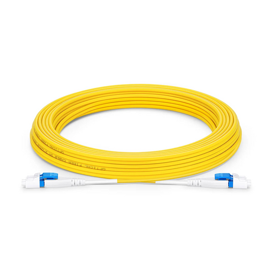 FyberOptix 10m (33ft) Fiber Patch Cable, 2 Fibers, LC UPC Duplex to LC UPC Duplex Flat Clip Uniboot, Single Mode (OS2), LSZH, 2.0mm,Yellow