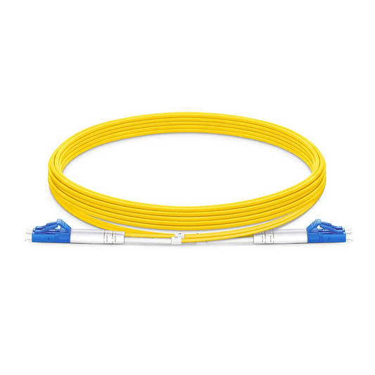 FyberOptix 5m (16ft) Fiber Patch Cable, 2 Fibers, LC UPC Duplex to LC UPC Duplex, Single Mode (OS2), Plenum (OFNP), 1.6mm, Tight-Buffered, Yellow