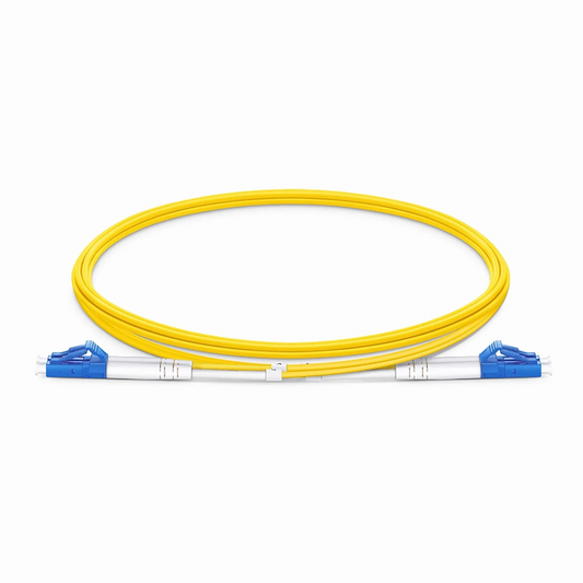 FyberOptix 2m (7ft) Fiber Patch Cable, 2 Fibers, LC UPC Duplex to LC UPC Duplex, Single Mode (OS2), Plenum (OFNP), 1.6mm, Tight-Buffered, Yellow