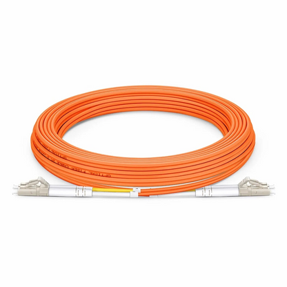 FyberOptix 5m (16ft) Fiber Patch Cable, 2 Fibers, LC UPC Duplex to LC UPC Duplex, Multimode (OM2), Riser (OFNR), 2.0mm, Tight-Buffered, Orange