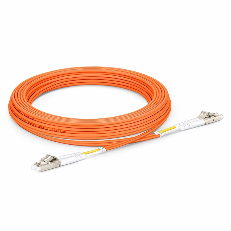 FyberOptix 5m (16ft) Fiber Patch Cable, 2 Fibers, LC UPC Duplex to LC UPC Duplex, Multimode (OM2), Riser (OFNR), 2.0mm, Tight-Buffered, Orange
