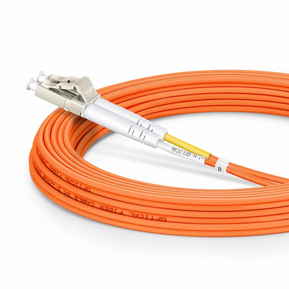 FyberOptix 5m (16ft) Fiber Patch Cable, 2 Fibers, LC UPC Duplex to LC UPC Duplex, Multimode (OM2), Riser (OFNR), 2.0mm, Tight-Buffered, Orange