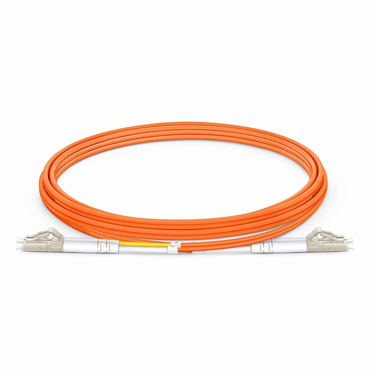 FyberOptix 2m (7ft) Fiber Patch Cable, 2 Fibers, LC UPC Duplex to LC UPC Duplex, Multimode (OM2), Riser (OFNR), 2.0mm, Tight-Buffered, Orange