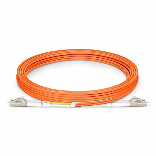 FyberOptix 3m (10ft) Fiber Patch Cable, 2 Fibers, LC UPC Duplex to LC UPC Duplex, Multimode (OM2), Riser (OFNR), 2.0mm, Tight-Buffered, Orange