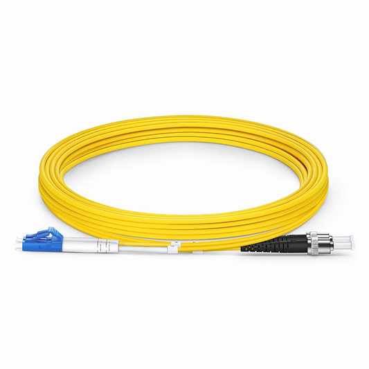 FyberOptix 3m (10ft) Fiber Patch Cable, 2 Fibers, LC UPC Duplex to ST UPC, Single Mode (OS2), LSZH, 2.0mm, Tight-Buffered, Yellow