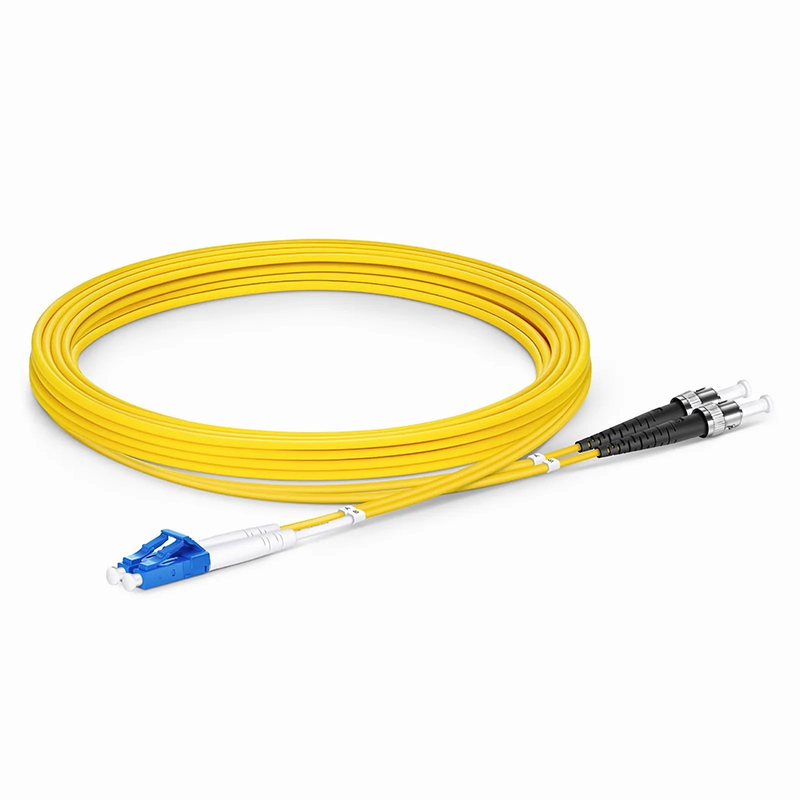 FyberOptix 3m (10ft) Fiber Patch Cable, 2 Fibers, LC UPC Duplex to ST UPC, Single Mode (OS2), LSZH, 2.0mm, Tight-Buffered, Yellow