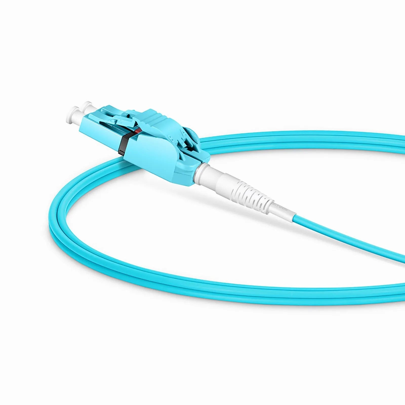 FyberOptix 1m (3ft) Fiber Patch Cable, 2 Fibers, LC UPC Duplex to LC UPC Duplex Switchable Clip Uniboot, Multimode (OM4), Riser (OFNR), 2.0mm, Aqua