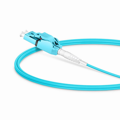 FyberOptix 1m (3ft) Fiber Patch Cable, 2 Fibers, LC UPC Duplex to LC UPC Duplex Switchable Clip Uniboot, Multimode (OM4), Riser (OFNR), 2.0mm, Aqua