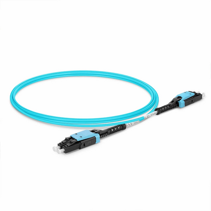 FyberOptix 1m (3ft) Fiber Patch Cable, 2 Fibers, LC UPC Duplex to LC UPC Duplex Flat Clip with Push-Pull Boot Uniboot, Multimode (OM4), Riser (OFNR), 2.0mm, Aqua