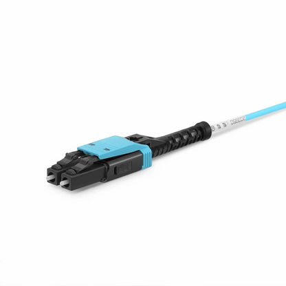FyberOptix 1m (3ft) Fiber Patch Cable, 2 Fibers, LC UPC Duplex to LC UPC Duplex Flat Clip with Push-Pull Boot Uniboot, Multimode (OM4), Riser (OFNR), 2.0mm, Aqua