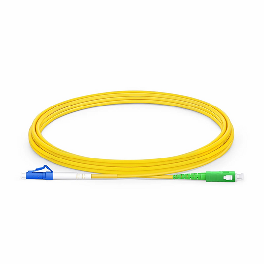 FyberOptix 5m (16ft) Fiber Patch Cable, 1 Fiber, LC UPC Simplex to SC APC Simplex, Single Mode (OS2), Riser (OFNR), 2.0mm, Tight-Buffered, Yellow