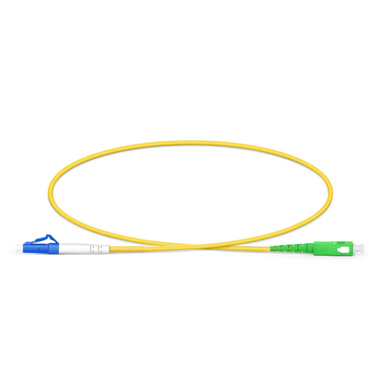 FyberOptix 0.5m (1.6ft) Fiber Patch Cable, 1 Fiber, LC UPC Simplex to SC APC Simplex, Single Mode (OS2), Riser (OFNR), 2.0mm, Tight-Buffered, Yellow