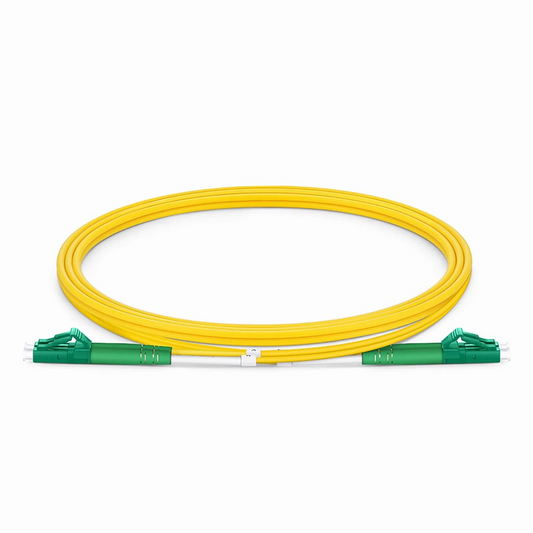 FyberOptix 1m (3ft) Fiber Patch Cable, 2 Fibers, LC APC Duplex to LC APC Duplex, Single Mode (OS2), Riser (OFNR), 2.0mm, Tight-Buffered, Yellow