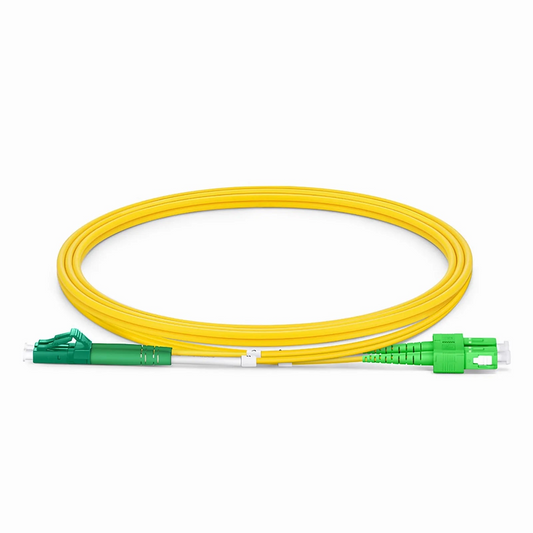 FyberOptix 1m (3ft) Fiber Patch Cable, 2 Fibers, LC APC Duplex to SC APC Duplex, Single Mode (OS2), Riser (OFNR), 2.0mm, Tight-Buffered, Yellow