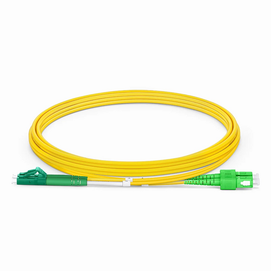 FyberOptix 2m (7ft) Fiber Patch Cable, 2 Fibers, LC APC Duplex to SC APC Duplex, Single Mode (OS2), Riser (OFNR), 2.0mm, Tight-Buffered, Yellow