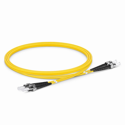 FyberOptix 1m (3ft) Fiber Patch Cable, 2 Fibers, ST UPC to ST UPC, Single Mode (OS2), Riser (OFNR), 2.0mm, Tight-Buffered, Yellow