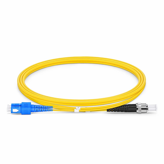 FyberOptix 1m (3ft) Fiber Patch Cable, 2 Fibers, SC UPC Duplex to ST UPC, Single Mode (OS2), Riser (OFNR), 2.0mm, Tight-Buffered, Yellow