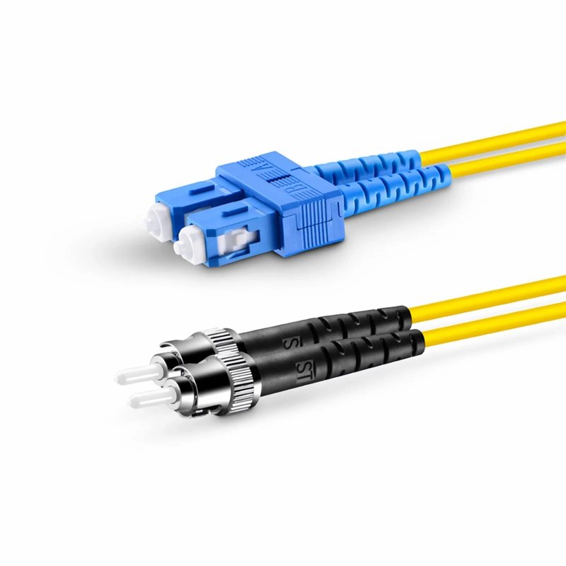 FyberOptix 1m (3ft) Fiber Patch Cable, 2 Fibers, SC UPC Duplex to ST UPC, Single Mode (OS2), Riser (OFNR), 2.0mm, Tight-Buffered, Yellow