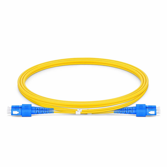 FyberOptix 1m (3ft) Fiber Patch Cable, 2 Fibers, SC UPC Duplex to SC UPC Duplex, Single Mode (OS2), Riser (OFNR), 2.0mm, Tight-Buffered, Yellow