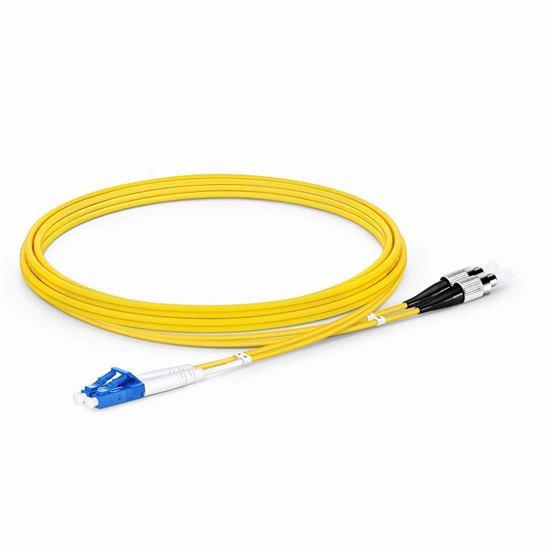 FyberOptix 2m (7ft) Fiber Patch Cable, 2 Fibers, LC UPC Duplex to FC UPC, Single Mode (OS2), Riser (OFNR), 2.0mm, Tight-Buffered, Yellow