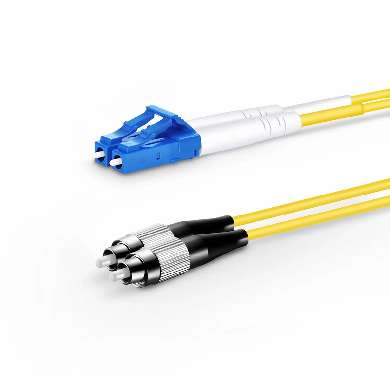 FyberOptix 2m (7ft) Fiber Patch Cable, 2 Fibers, LC UPC Duplex to FC UPC, Single Mode (OS2), Riser (OFNR), 2.0mm, Tight-Buffered, Yellow