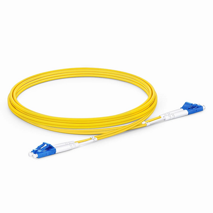 FyberOptix 2m (7ft) Fiber Patch Cable, 2 Fibers, LC UPC Duplex to LC UPC Duplex, Single Mode (OS2), Riser (OFNR), 2.0mm, Tight-Buffered, Yellow, 10 Pcs/Pack