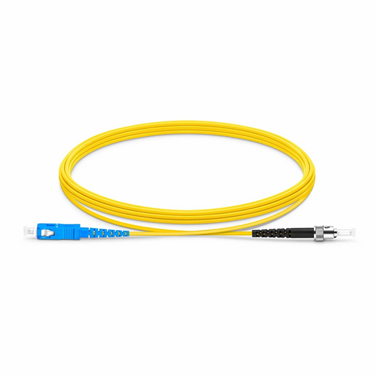FyberOptix 3m (10ft) Fiber Patch Cable, 1 Fiber, SC UPC Simplex to ST UPC Simplex, Single Mode (OS2), Riser (OFNR), 1.6mm, Tight-Buffered, Yellow