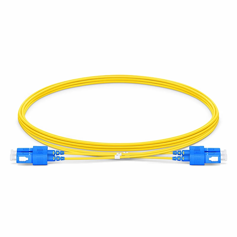 FyberOptix 3m (10ft) Fiber Patch Cable, 2 Fibers, SC UPC Duplex to SC UPC Duplex, Single Mode (OS2), Riser (OFNR), 1.2mm, Tight-Buffered, Yellow