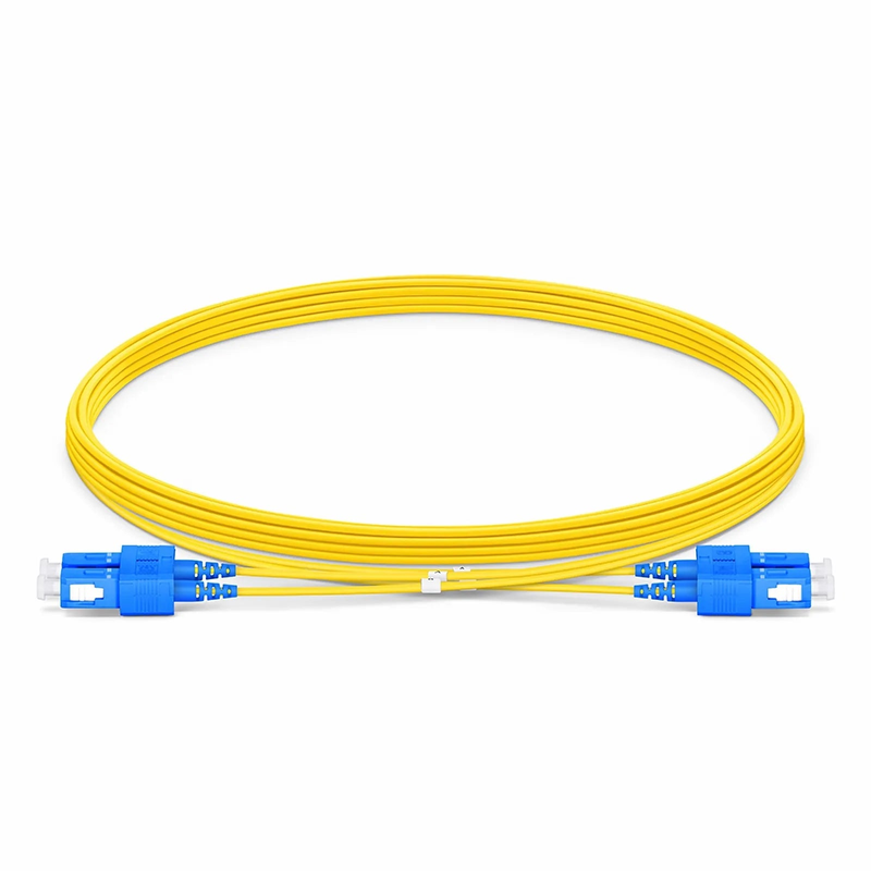 FyberOptix 5m (16ft) Fiber Patch Cable, 2 Fibers, SC UPC Duplex to SC UPC Duplex, Single Mode (OS2), Riser (OFNR), 1.2mm, Tight-Buffered, Yellow