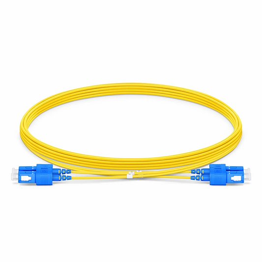 FyberOptix 5m (16ft) Fiber Patch Cable, 2 Fibers, SC UPC Duplex to SC UPC Duplex, Single Mode (OS2), Riser (OFNR), 1.2mm, Tight-Buffered, Yellow