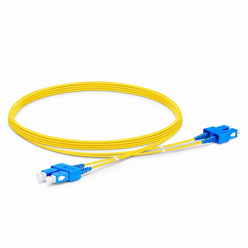 FyberOptix 5m (16ft) Fiber Patch Cable, 2 Fibers, SC UPC Duplex to SC UPC Duplex, Single Mode (OS2), Riser (OFNR), 1.2mm, Tight-Buffered, Yellow