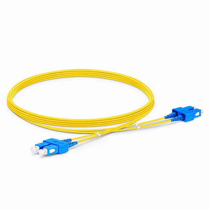 FyberOptix 5m (16ft) Fiber Patch Cable, 2 Fibers, SC UPC Duplex to SC UPC Duplex, Single Mode (OS2), Riser (OFNR), 1.2mm, Tight-Buffered, Yellow