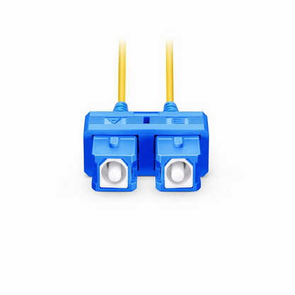 FyberOptix 5m (16ft) Fiber Patch Cable, 2 Fibers, SC UPC Duplex to SC UPC Duplex, Single Mode (OS2), Riser (OFNR), 1.2mm, Tight-Buffered, Yellow