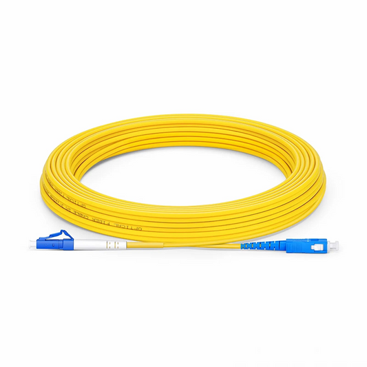 FyberOptix 15m (49ft) Fiber Patch Cable, 1 Fiber, LC UPC Simplex to SC UPC Simplex, Single Mode (OS2), Riser (OFNR), 2.0mm, Tight-Buffered, Yellow