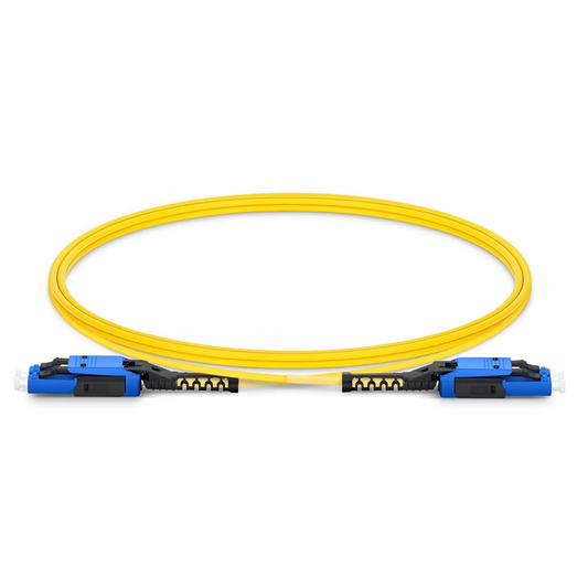 FyberOptix 1m (3ft) Fiber Patch Cable, 2 Fibers, LC UPC Duplex to LC UPC Duplex Flat Clip with Push-Pull Boot Uniboot, Single Mode (OS2), Riser (OFNR), 2.0mm, Yellow