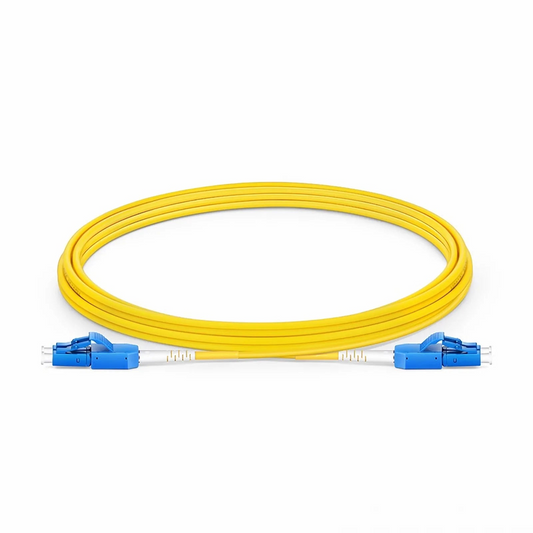 FyberOptix 3m (10ft) Fiber Patch Cable, 2 Fibers, LC UPC Duplex to LC UPC Duplex Standard Clip Uniboot, Single Mode (OS2), Riser (OFNR), 2.0mm, Yellow