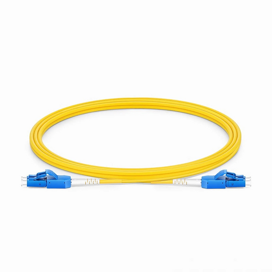 FyberOptix 2m (7ft) Fiber Patch Cable, 2 Fibers, LC UPC Duplex to LC UPC Duplex Standard Clip Uniboot, Single Mode (OS2), Riser (OFNR), 2.0mm, Yellow