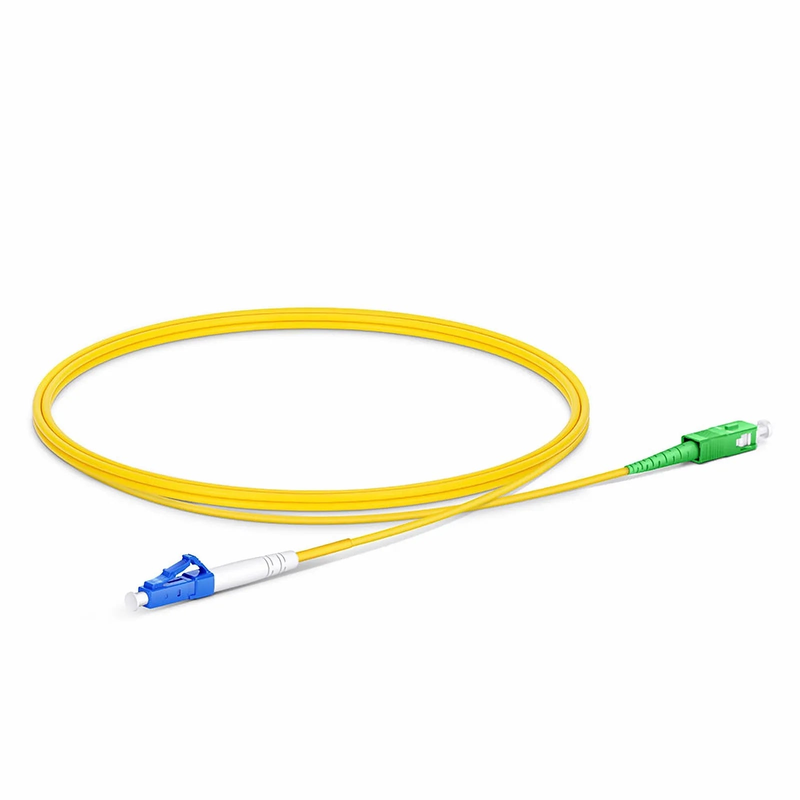 FyberOptix 1m (3ft) Fiber Patch Cable, 1 Fiber, LC UPC Simplex to SC APC Simplex, Single Mode (OS2), Riser (OFNR), 2.0mm, Tight-Buffered, Yellow