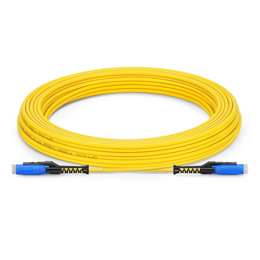 FyberOptix 30m (98ft) Fiber Patch Cable, 2 Fibers, MDC UPC Duplex to MDC UPC Duplex Uniboot, Single Mode (OS2), Riser (OFNR), 2.0mm, Yellow, for 100/400/800G Network Connection