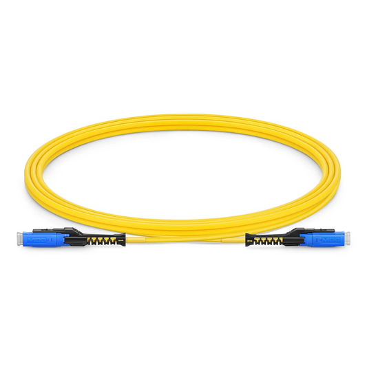 FyberOptix 2m (7ft) Fiber Patch Cable, 2 Fibers, MDC UPC Duplex to MDC UPC Duplex Uniboot, Single Mode (OS2), Riser (OFNR), 2.0mm, Yellow, for 100/400/800G Network Connection