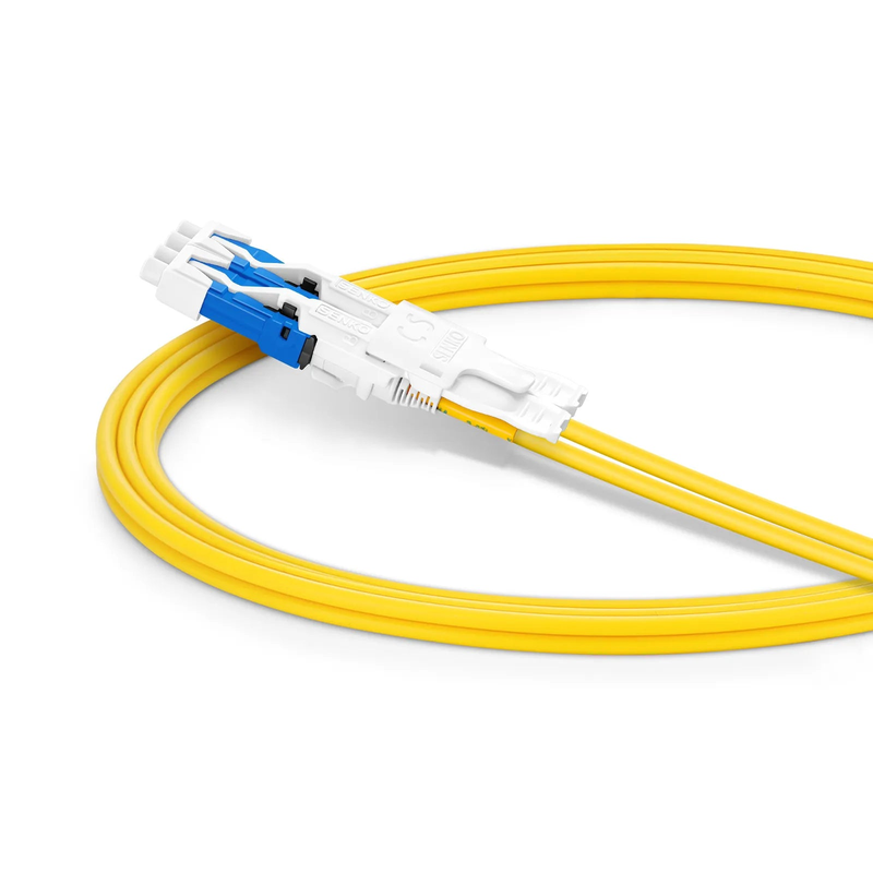 FyberOptix 1m (3ft) Fiber Patch Cable, 4 Fibers, 2 x CSA UPC Duplex to 2 x LC UPC Duplex Flat Clip Uniboot, Single Mode (OS2), Riser (OFNR), 2.0mm, Yellow, for 200/400/800G Network Connection