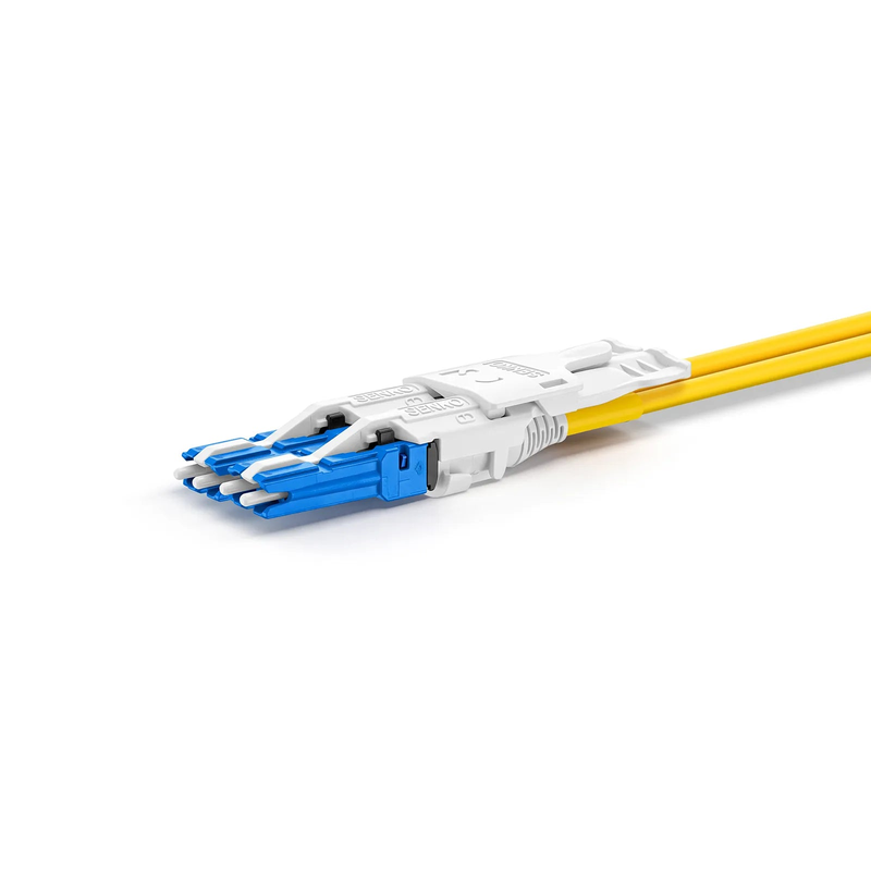 FyberOptix 1m (3ft) Fiber Patch Cable, 4 Fibers, 2 x CSA UPC Duplex to 2 x LC UPC Duplex Flat Clip Uniboot, Single Mode (OS2), Riser (OFNR), 2.0mm, Yellow, for 200/400/800G Network Connection