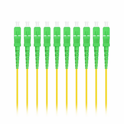 FyberOptix 1m (3ft) Fiber Patch Cable, 1 Fiber, SC APC Simplex to SC APC Simplex, Single Mode (OS2), Riser (OFNR), 2.0mm, Tight-Buffered, Yellow, 10 Pcs/Pack