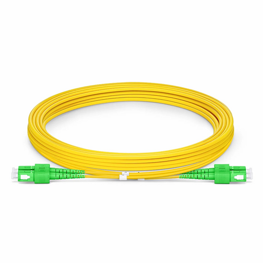 FyberOptix 3m (10ft) Fiber Patch Cable, 2 Fibers, SC APC Duplex to SC APC Duplex, Single Mode (OS2), LSZH, 2.0mm, Tight-Buffered, Yellow