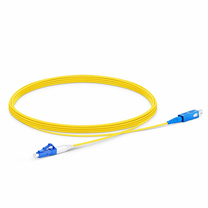 FyberOptix 5m (16ft) Fiber Patch Cable, 1 Fiber, LC UPC Simplex to SC UPC Simplex, Single Mode (OS2), Riser (OFNR), 1.2mm, Tight-Buffered, Yellow