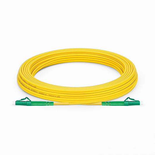 FyberOptix 15m (49ft) Fiber Patch Cable, 1 Fiber, LC APC Simplex to LC APC Simplex, Single Mode (OS2), Riser (OFNR), 2.0mm, Tight-Buffered, Yellow