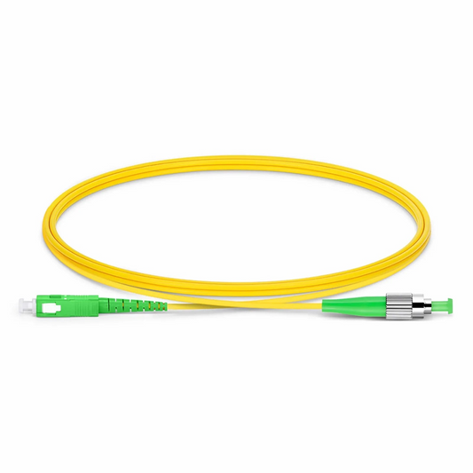 FyberOptix 1m (3ft) Fiber Patch Cable, 1 Fiber, SC APC Simplex to FC APC Simplex, Single Mode (OS2), Riser (OFNR), 2.0mm, Tight-Buffered, Yellow