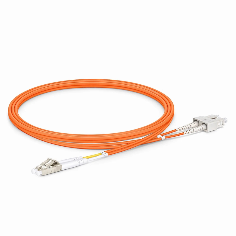 FyberOptix 1m (3ft) Fiber Patch Cable, 2 Fibers, G.651, LC UPC Duplex to SC UPC Duplex, Multimode (OM1), Riser (OFNR), 2.0mm, Tight-Buffered, Orange