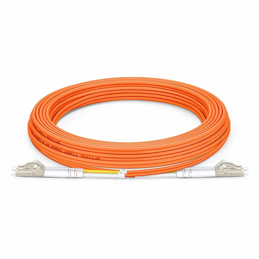 FyberOptix 5m (16ft) Fiber Patch Cable, 2 Fibers, G.651, LC UPC Duplex to LC UPC Duplex, Multimode (OM1), Riser (OFNR), 2.0mm, Tight-Buffered, Orange