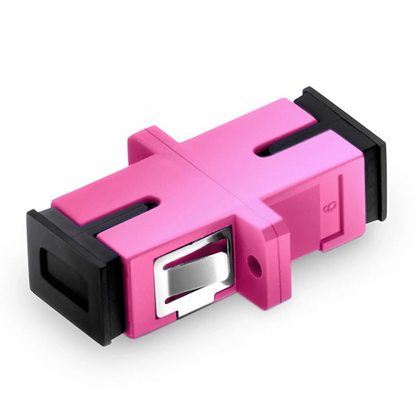 FyberOptix SC/UPC to SC/UPC Simplex OM4 Multimode Plastic Fiber Optic Adapter/Coupler with Flange, Violet